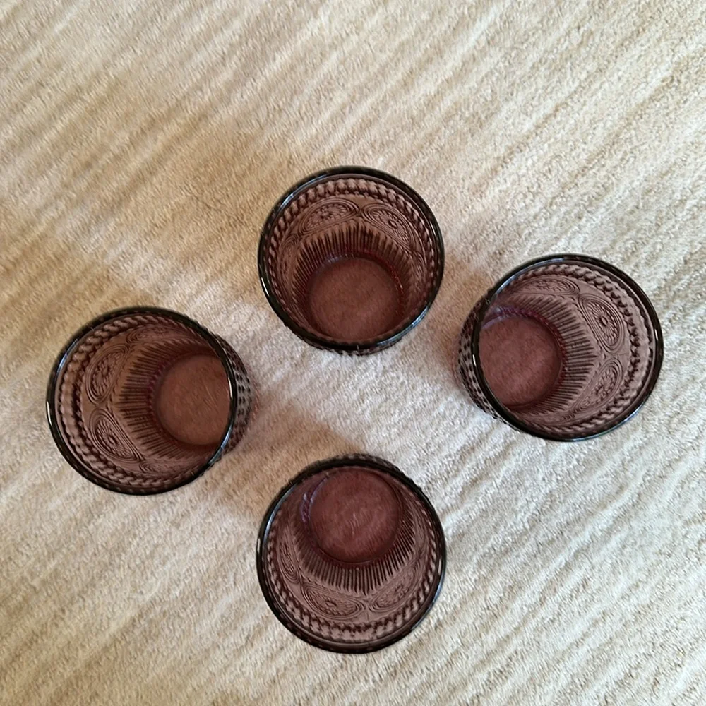 Set of 4 PIONEER WOMAN Adeline-Plum Glass Glasses 16 oz